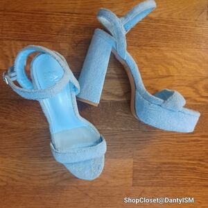 Lady Godiva Light blue Platform Sandal Heels size 8